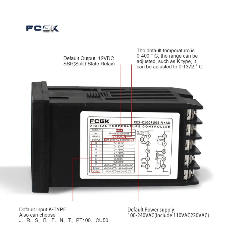 REX-C100 SSR Utgangstermostat Digital Timer | Luvikno