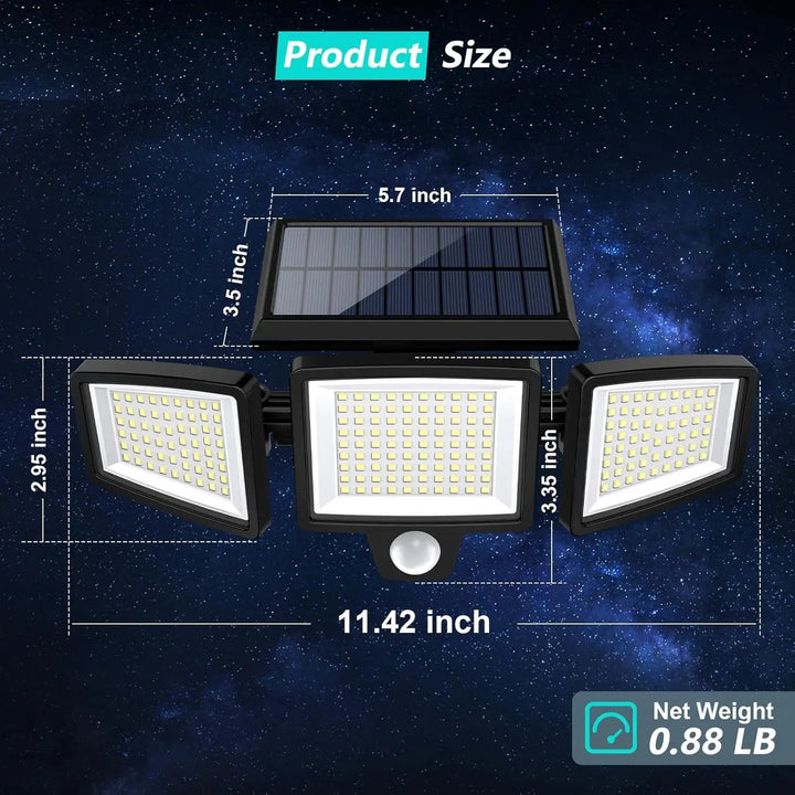 Triple Head Motion Sensor Sollys for Utendørs Luvikno