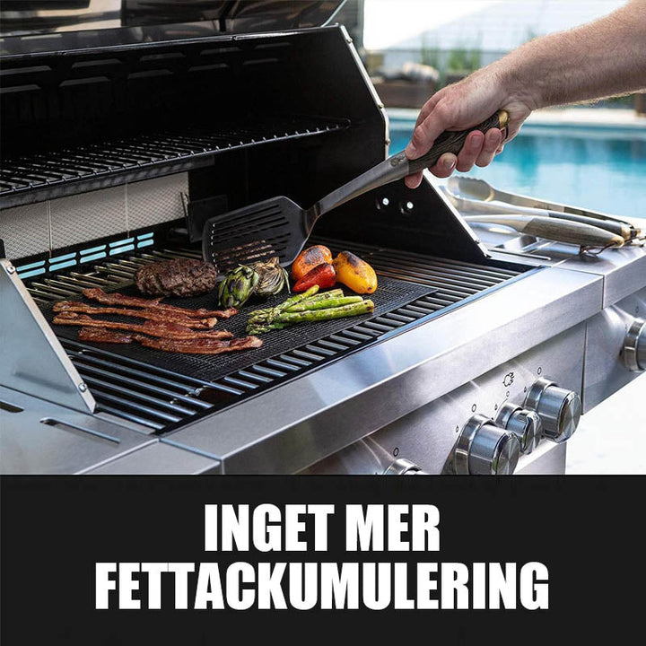 Luvikno | Grillfine BBQ Grillnett / Grillmat | Non-stick & Gjenbrukbar | Varmeresistent opp til 370 °C | For kjøtt, fisk & grønnsaker