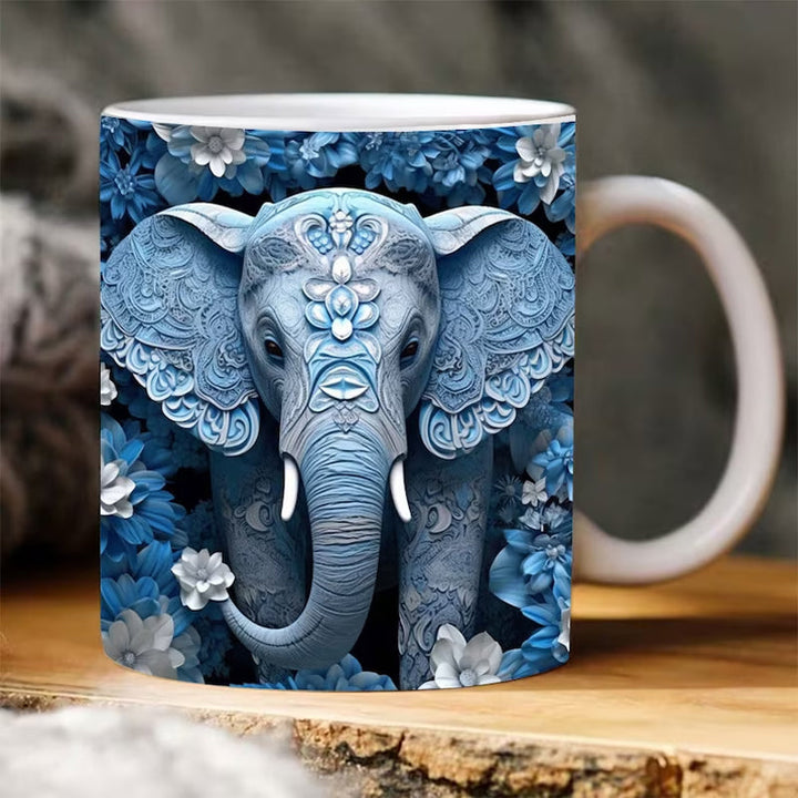 3D Elefant Blomster Kopp | Luvikno