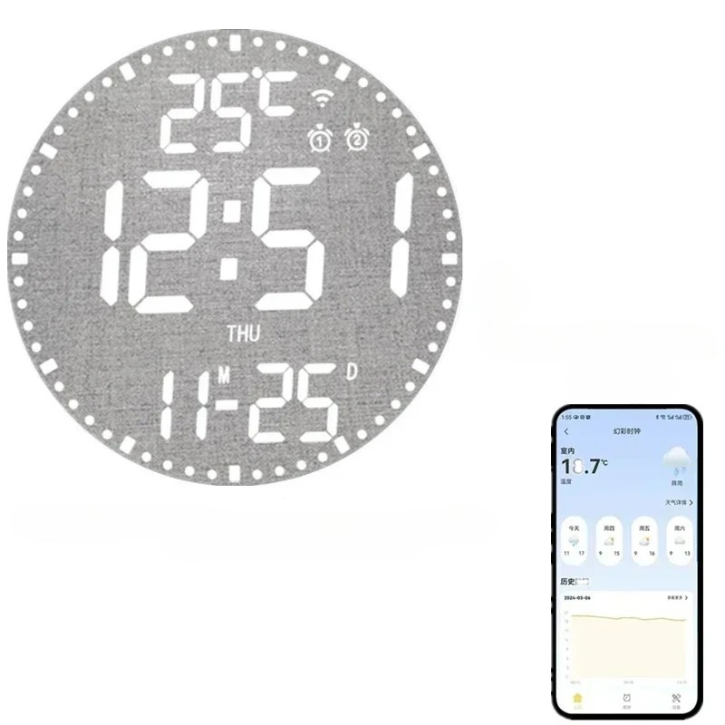 WiFiTime Klokke - Smart LED Veggklokke med Kalender Luvikno