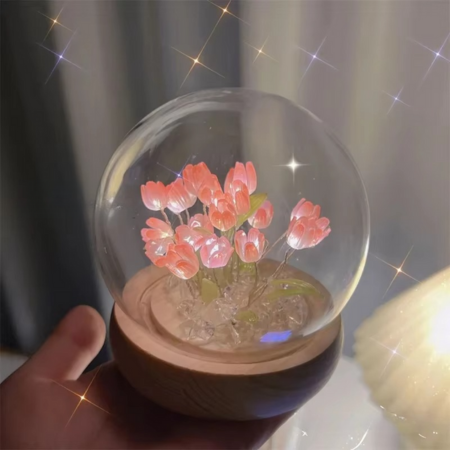 Håndlaget kunstig tulipan LED nattlampe bordlampe for soverom og gaveinnredning Luvikno