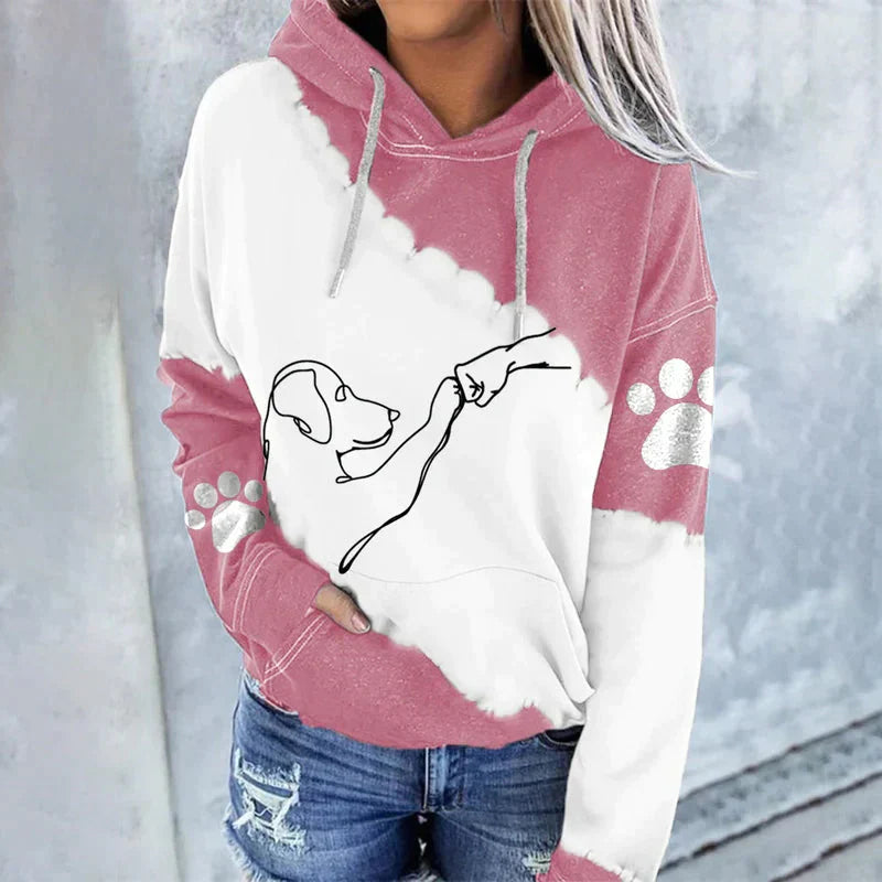 Luvik | Trendy uformell hettegenser med hundetrykk