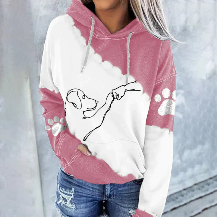 Luvik | Trendy uformell hettegenser med hundetrykk