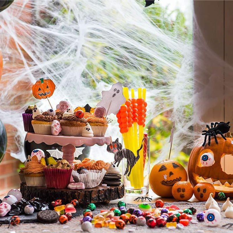 Luvikno | Halloween Edderkopp Dekorasjoner, strekkbar edderkoppnett