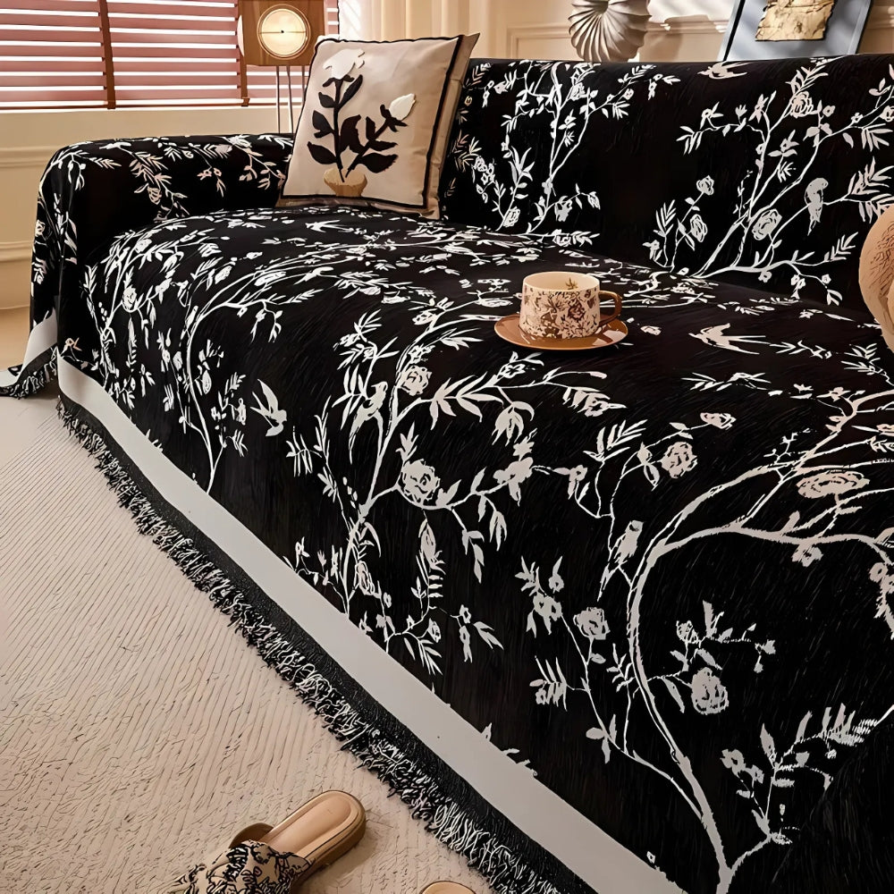 Floral Chenille Sofa Throw | Luvikno