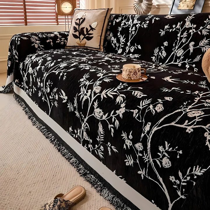 Floral Chenille Sofa Throw | Luvikno