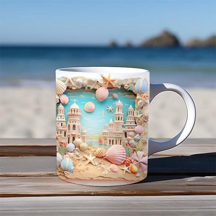 3D Ocean Beach Break Through Theme Kaffeekopp | Luvikno