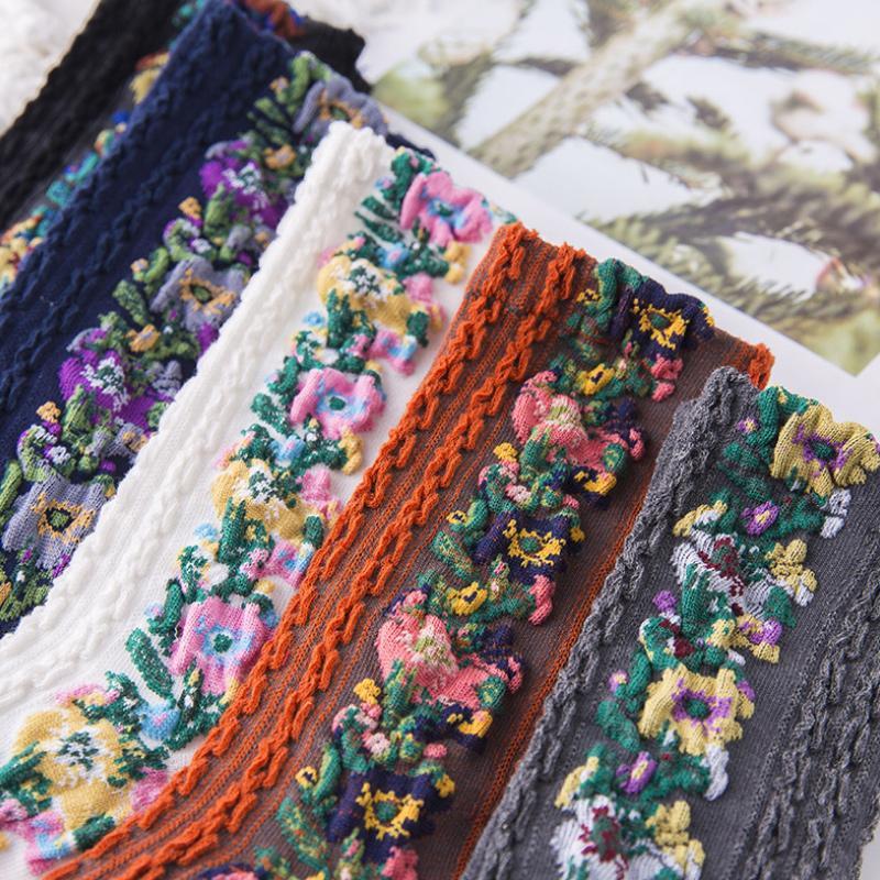 Luvikno | Vintage sokker med blomsterbroderi (5 par)