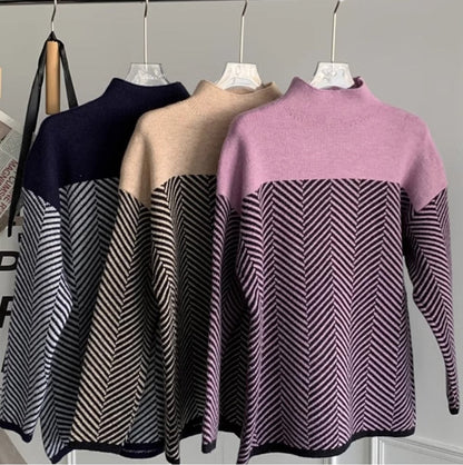 Luvik | Retro Värilohko Puolikaulusneule