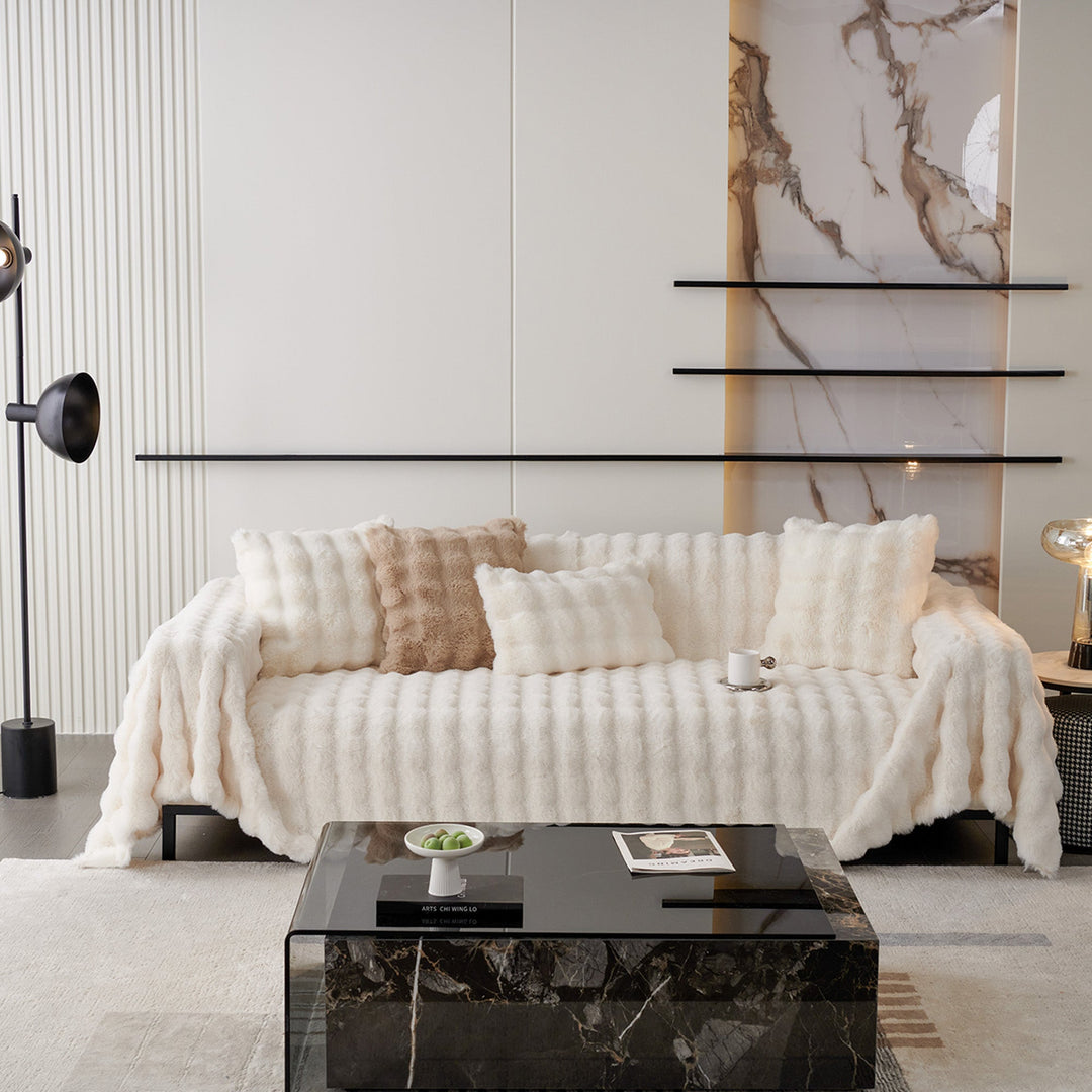 Luksus Ripple Faux Fur Sofa Deksel - Moderne, Stilig & Holdbar Sofa Beskyttelse | Luvikno