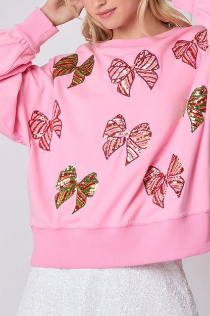 Luvik | Joulukaari Paljetit Rentou Freizeit Pitkähiha T-paita