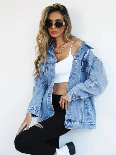 Luvik | Trendy dame oversized jeansjakke