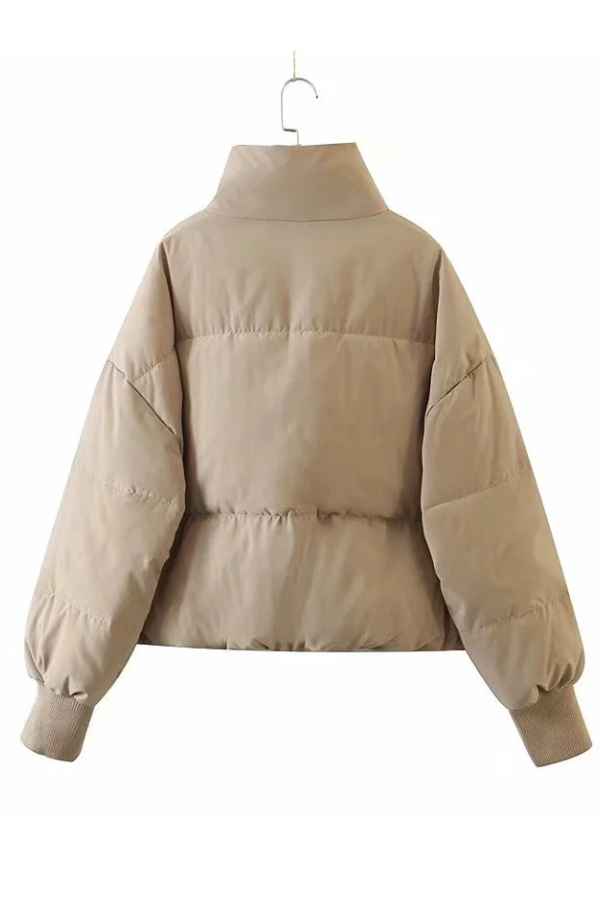 Luvik | Kauluksessa Vetoketju Tasku Paksu Lämmin Puuvillatakki