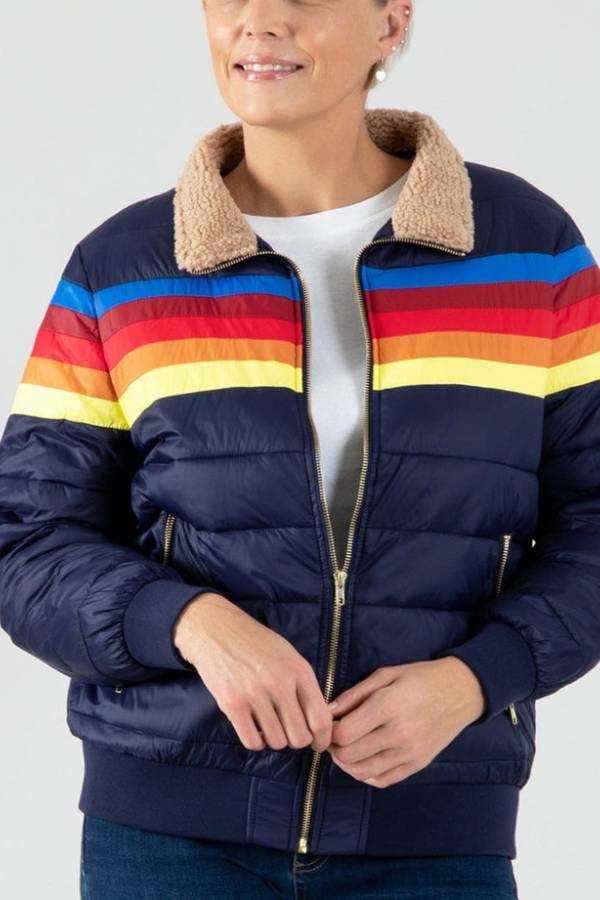 Luvik | Regnbuer Retro Striper Isolert Jakke