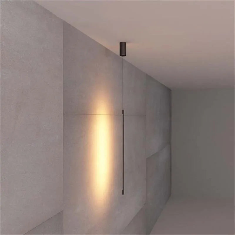 Pendellampe Slim Svart Metall Soverom Lampen Luvikno