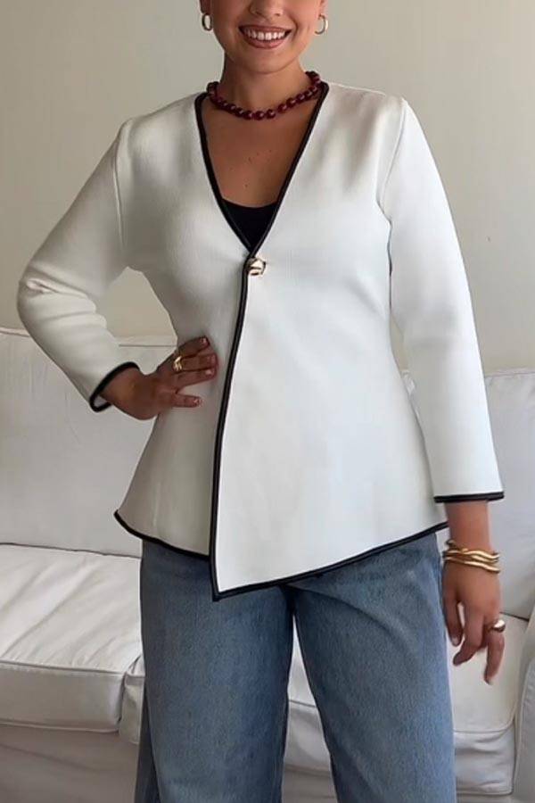 Luvik | Mahdollisuuteni Kontrastikuvio Kultanappi Pitkähihainen Huoleton Takki