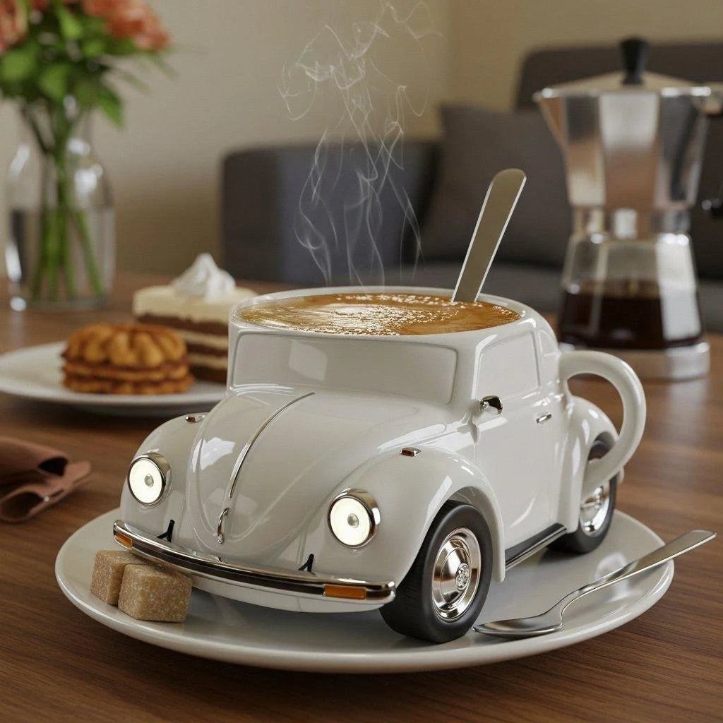 RetroAuto Keramikkopp – Unik 3D-design for kaffe og te | Luvikno
