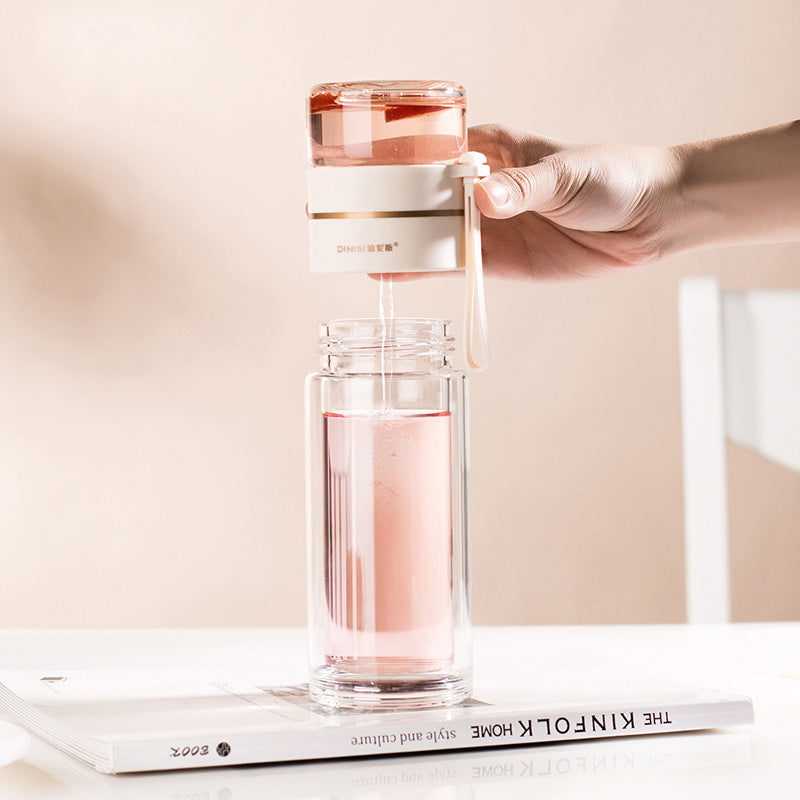 Luvikno | Dobbeltveggs Glassvannflaske med Te Filter - PureBrew