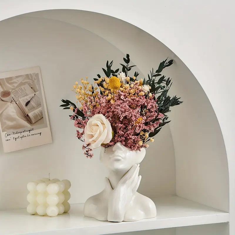 "Unik og Moderne Keramikkvase, Dekorativ Blomsterkruvase for Stue og Kontor" | Luvikno
