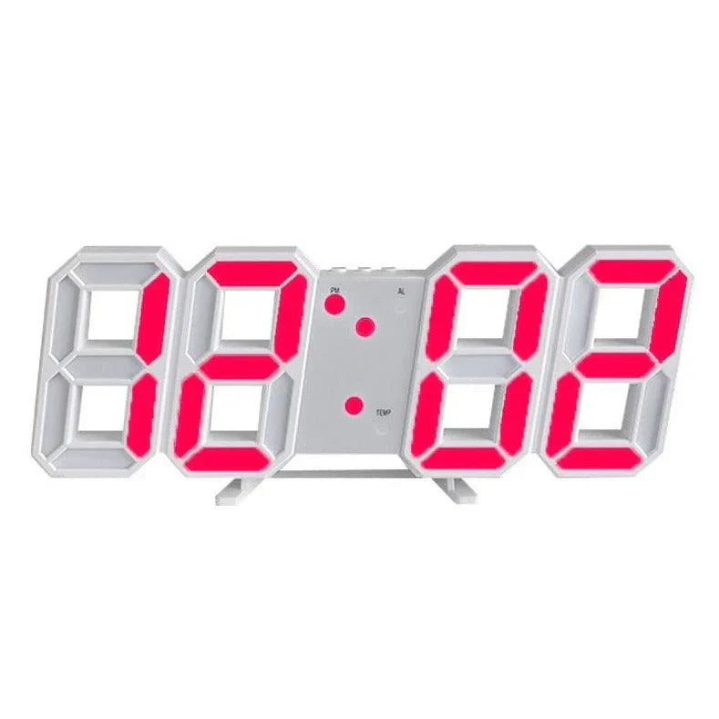 Luvikno | TimeGlow 3D LED Veggklokke – Digital klokke med justerbart lys