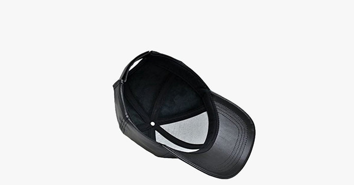 Svart lær justerbar baseball caps | Luvikno