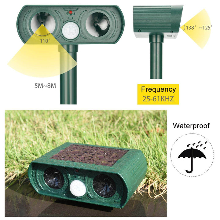 Solar Power Ultrasonic Dyre Skadedyr Avskrekker Infrarød Sensor Vanntett Dyre Avskrekker Luvikno