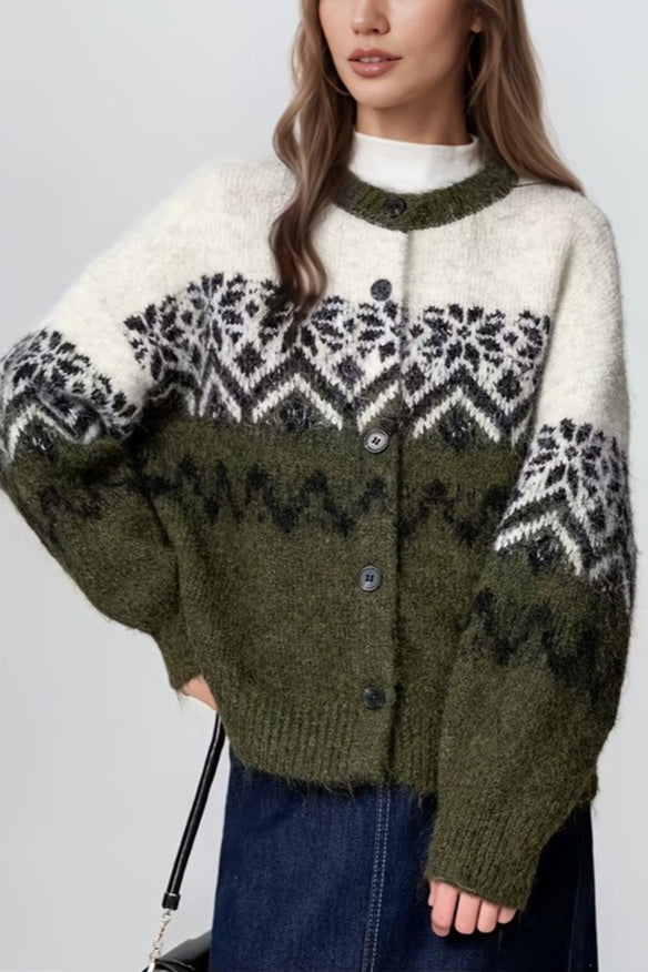 Luvik | Retro Nordic Julen Snømann Jacquard Strikkegenser
