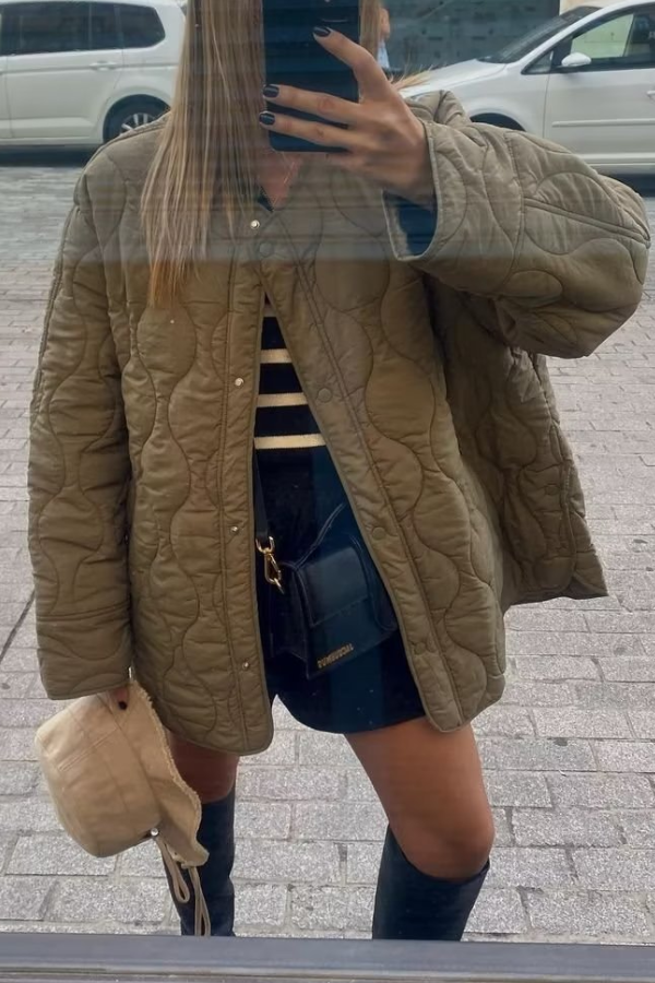 Luvik | Väri Rento Pyöreä Kaula Pehmustettu Takki