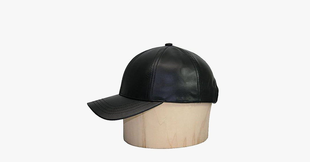 Svart lær justerbar baseball caps | Luvikno