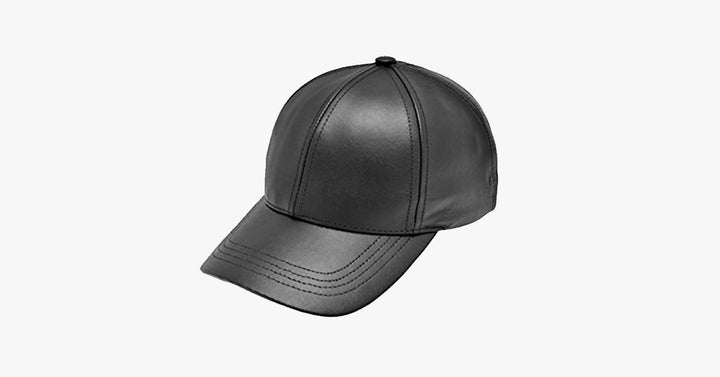 Svart lær justerbar baseball caps | Luvikno