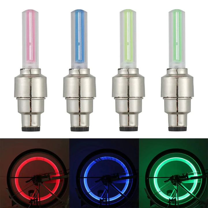 2 stk bilhjul LED-lampe, motorsykkel sykkel dekk ventilhette Luvikno