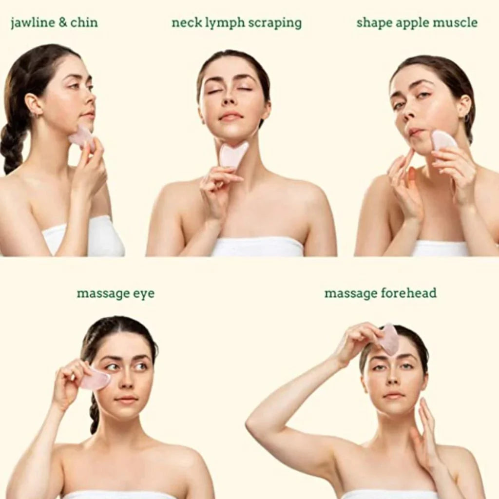 Jade Roller & Gua Sha, Ansiktsrulle, Ansikts skjønnhetsrulle hudpleieverktøy, Luvikno