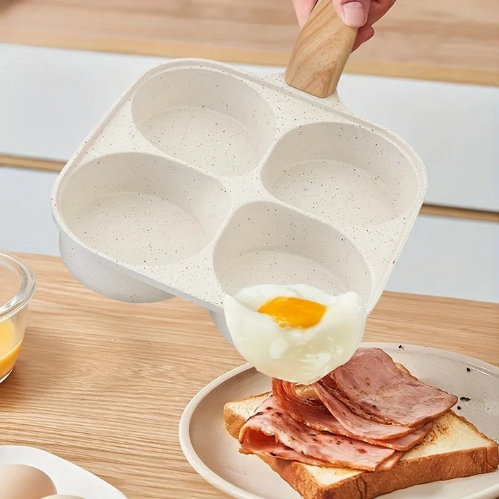 4 Hullers medisinsk stein non-stick eggefrityr panne med trehåndtak | Luvikno