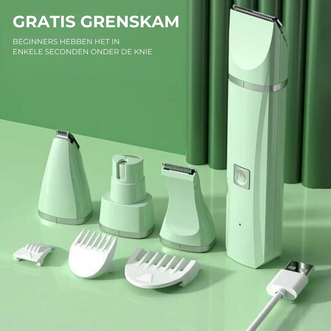 Luvikno | Tierpleieverktøy Groomilo 4-i-1 | Stille & Oppladbar | For Pels & Negler | Hvit-Grønn