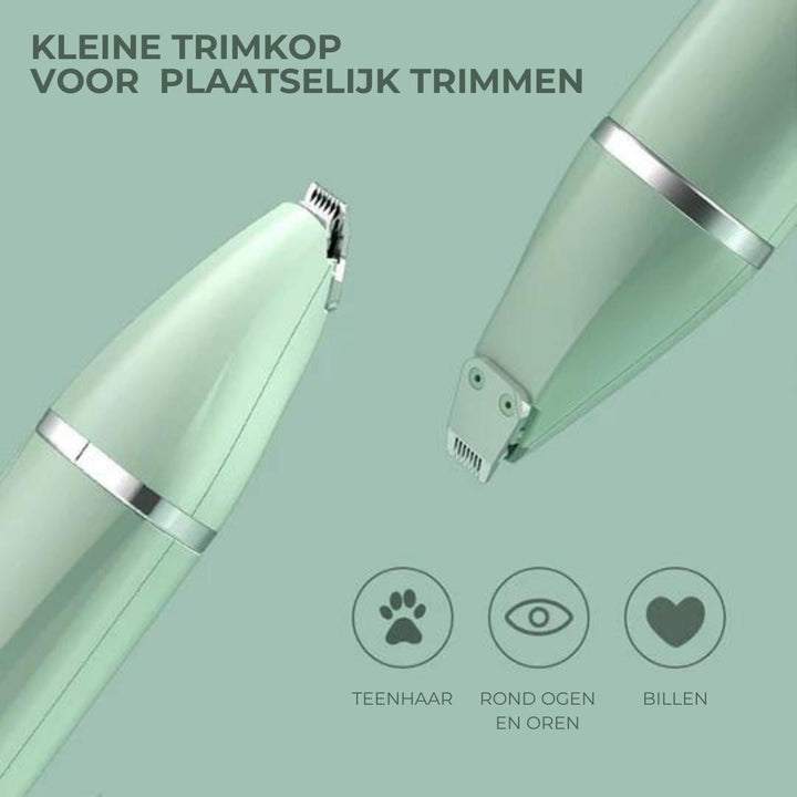Luvikno | Tierpleieverktøy Groomilo 4-i-1 | Stille & Oppladbar | For Pels & Negler | Hvit-Grønn