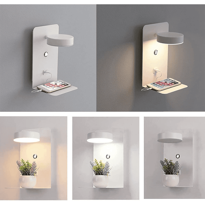 Luvikno | Dimbar Multifunksjonell Led-Vegglampe Med Usb-Ladeport For Soverom