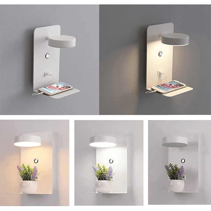 Luvikno | Nattlampe med lader - BrightHub - 330° Rotérbar - Ladestasjon