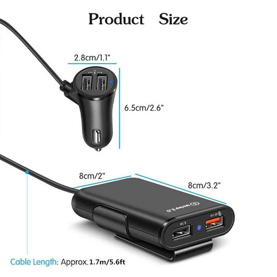 4-Port USB billader med forlengelseskabel | Luvikno