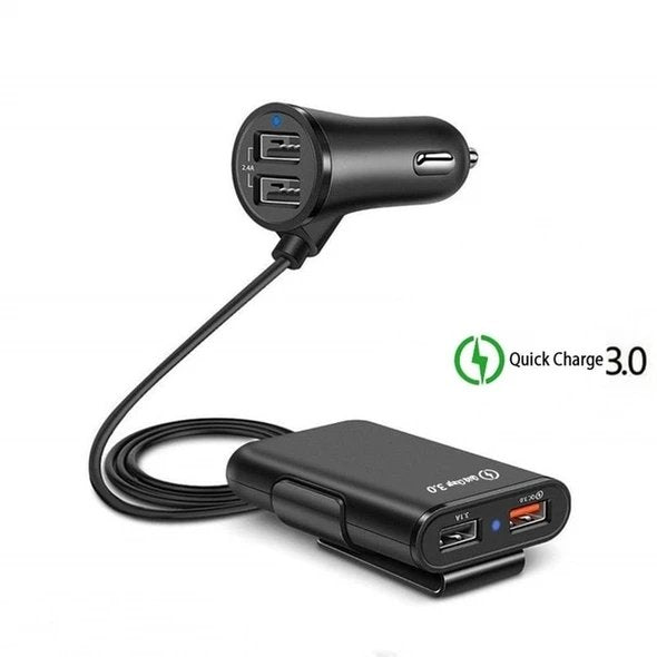4-Port USB billader med forlengelseskabel | Luvikno