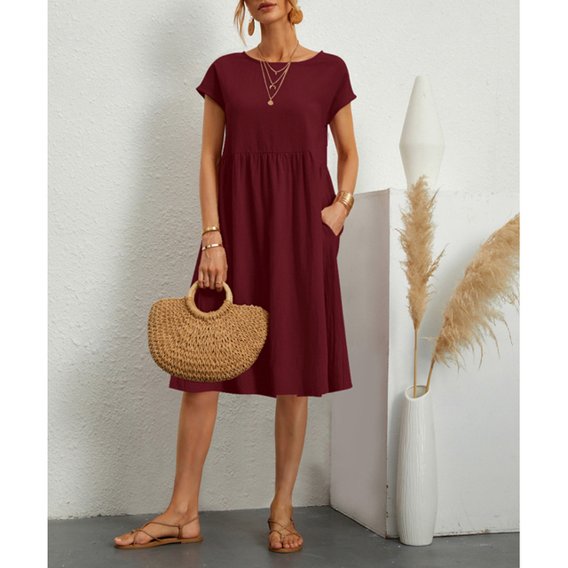 Luvik | Musthave A-linjan Jersey Midi Mekko Lyhyillä Hihansuilla