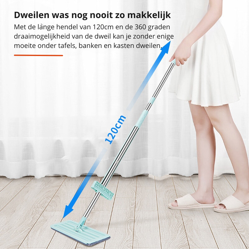 Luvikno | Gulvmopp FlexiWisch EasyMop | Med Twist-Vri Funksjon | 2 Vaskbare Puter | Lett & Kompakt | Brukes Uten Bøtte