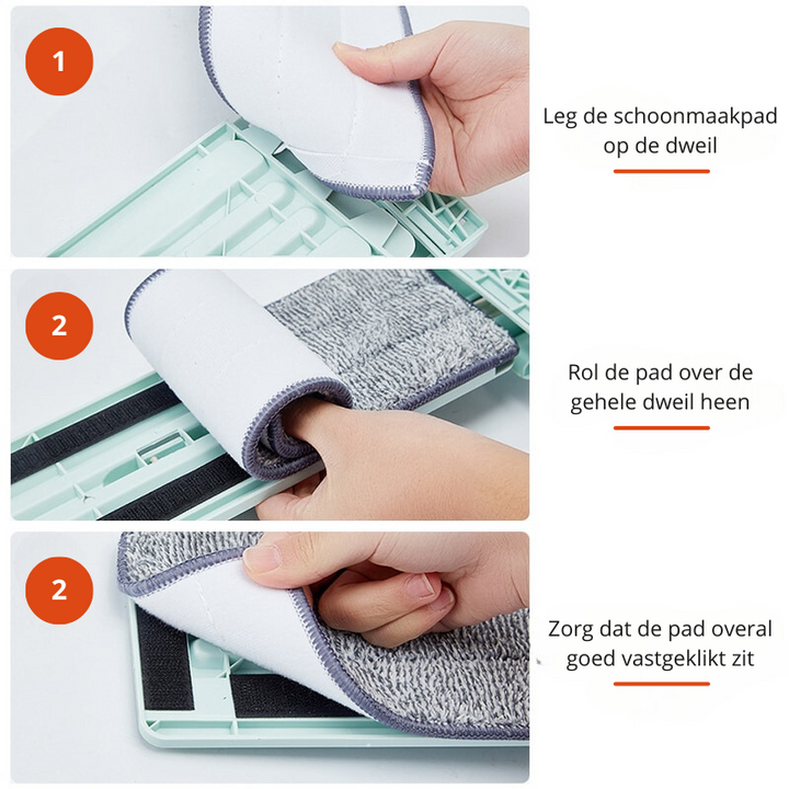 Luvikno | Gulvmopp FlexiWisch EasyMop | Med Twist-Vri Funksjon | 2 Vaskbare Puter | Lett & Kompakt | Brukes Uten Bøtte