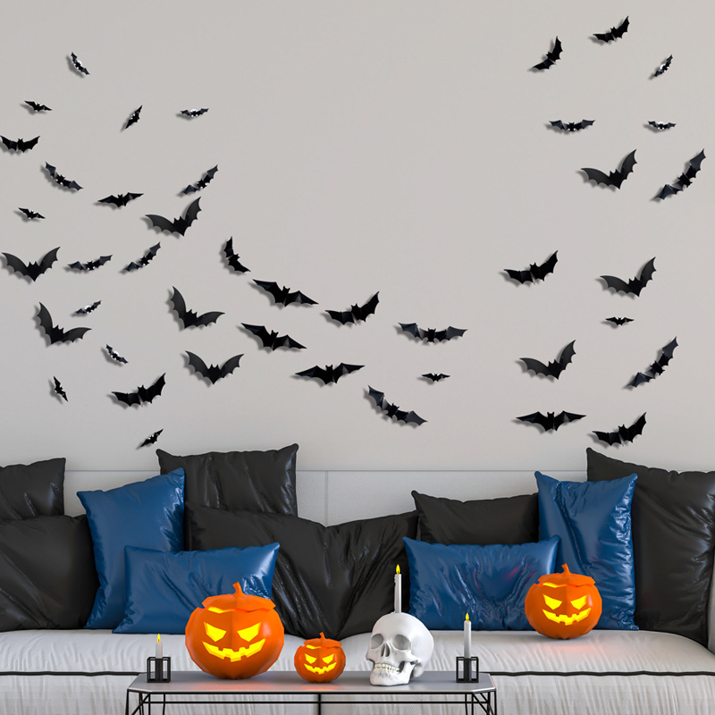 Luvikno | 3D Flaggermus LED Veggdekor — Gjør hjemmet ditt til den skumleste Halloween-scenen med livaktige flygende illusjoner!