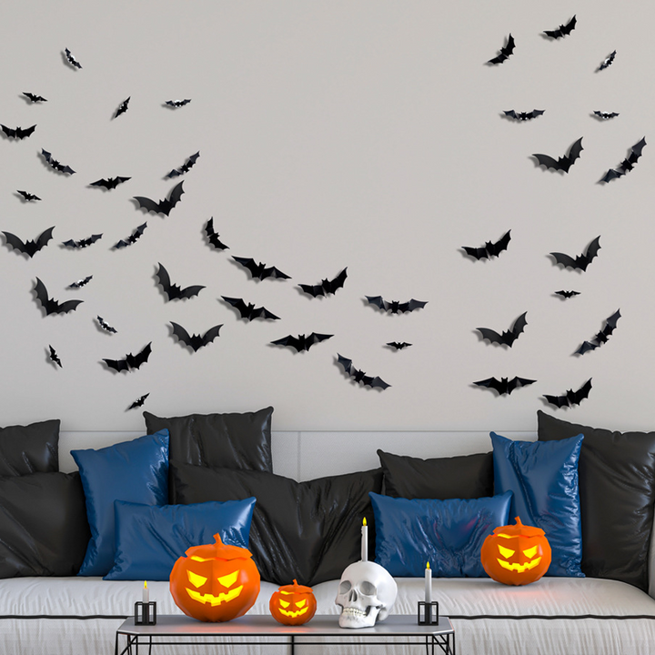 Luvikno | 3D Flaggermus LED Veggdekor — Gjør hjemmet ditt til den skumleste Halloween-scenen med livaktige flygende illusjoner!