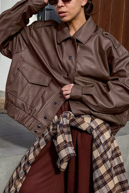 Luvik | Pitkähihaine nahkatakki