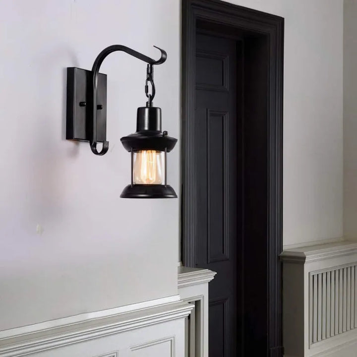 Vegglampe vintage metall industrivindu Luvikno