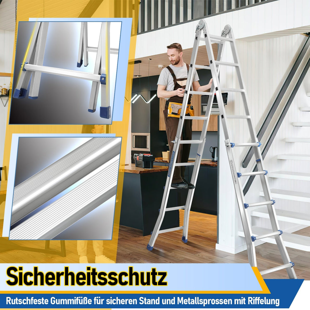 Teleskopstige Multifunksjonsstige 3 i 1 Aluminiumsstige | Luvikno