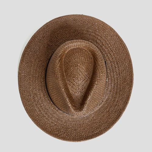 Moderne Minimalistisk Strå Fedora Hatt – Kaffe | Luvikno