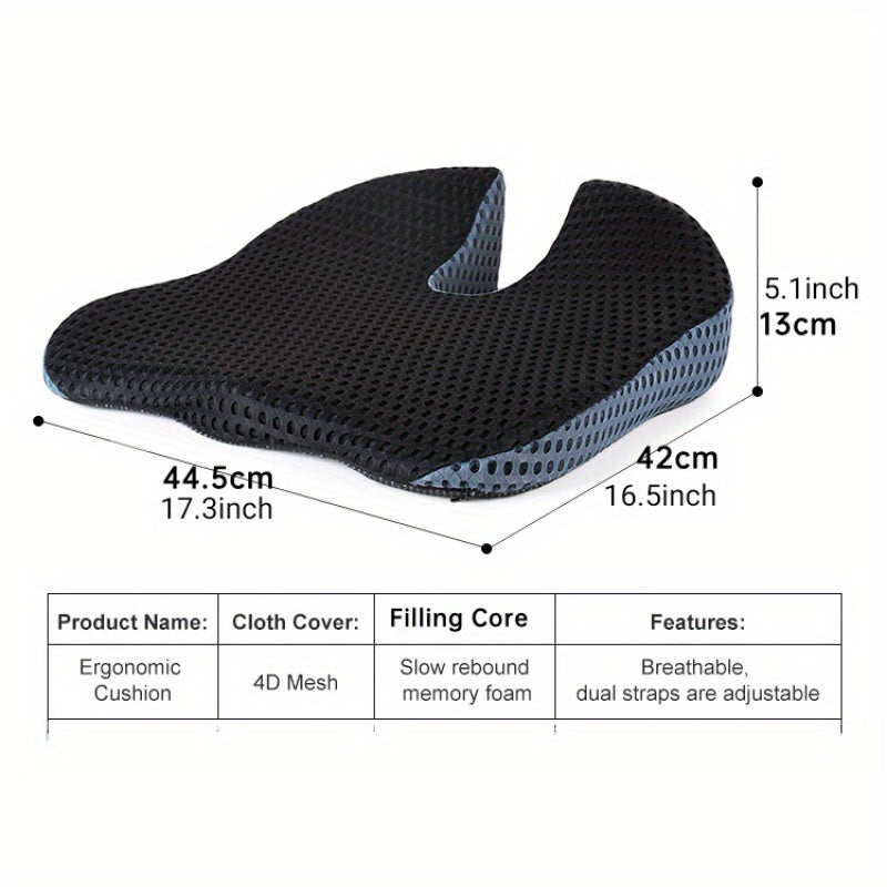 Luvikno | Ergonomisk Setepute Triacomfort | Tresidig Form med Minne Skum | Pustende & Trykkavlastende | For Bil & Kontor
